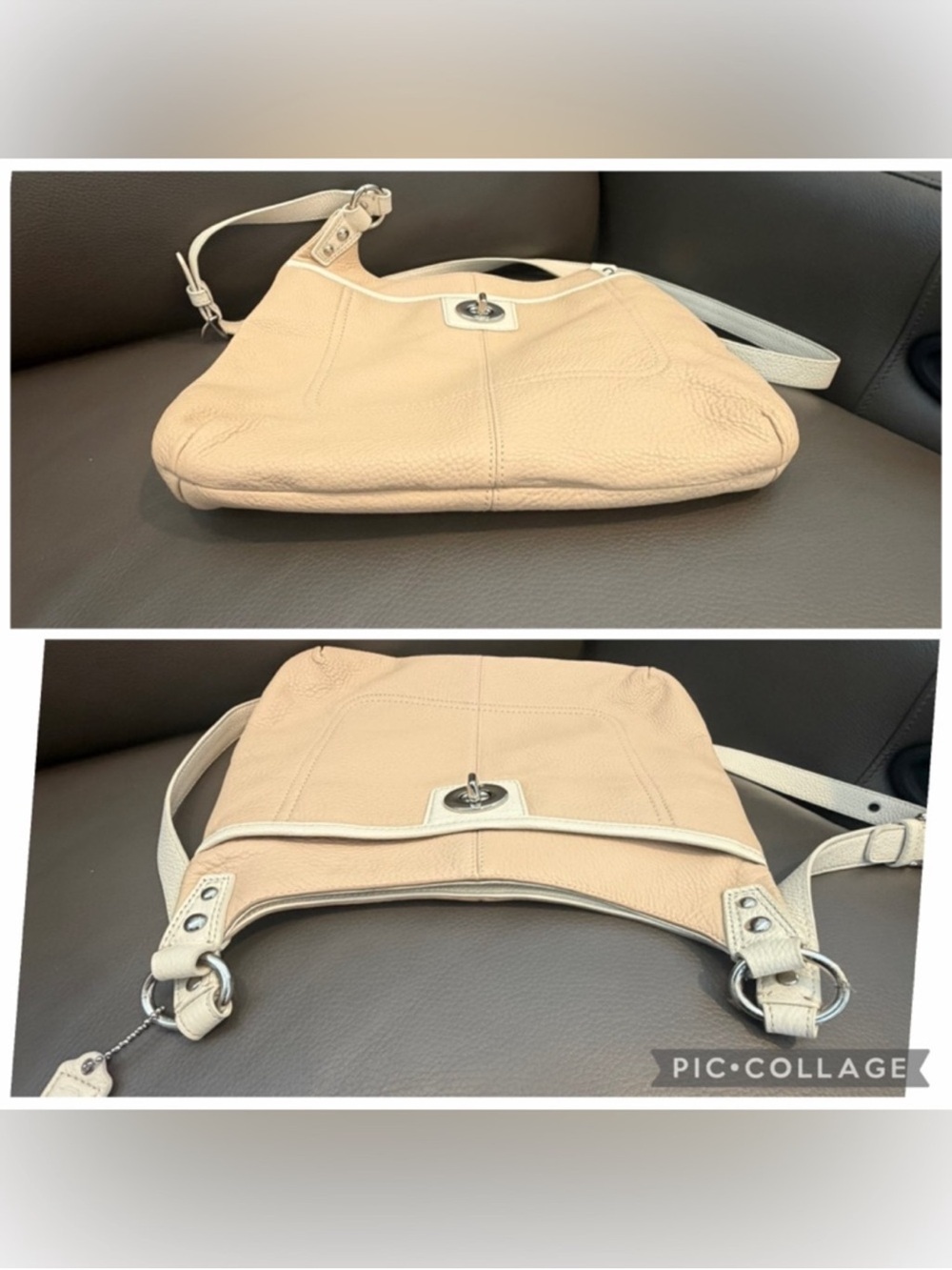 Coach Penelope Beige and Cream Pebbled Leather Crossbody Bag - Picture 8 of 10
